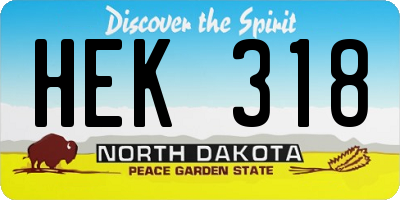 ND license plate HEK318