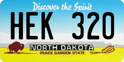 ND license plate HEK320