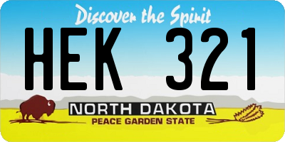 ND license plate HEK321