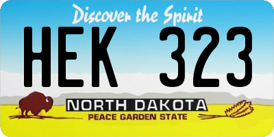 ND license plate HEK323