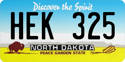 ND license plate HEK325