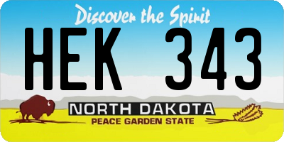 ND license plate HEK343