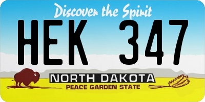 ND license plate HEK347