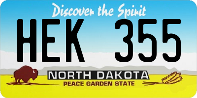 ND license plate HEK355