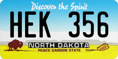 ND license plate HEK356