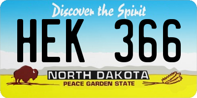 ND license plate HEK366