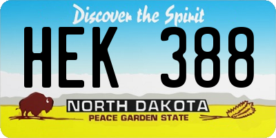 ND license plate HEK388