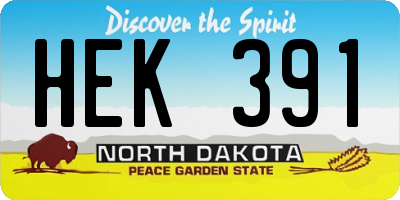 ND license plate HEK391