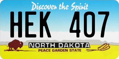 ND license plate HEK407