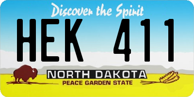 ND license plate HEK411