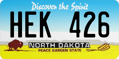 ND license plate HEK426