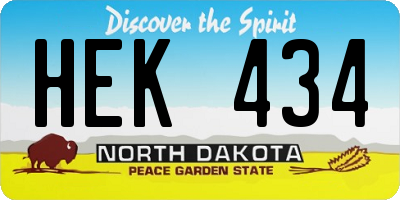 ND license plate HEK434