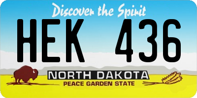 ND license plate HEK436