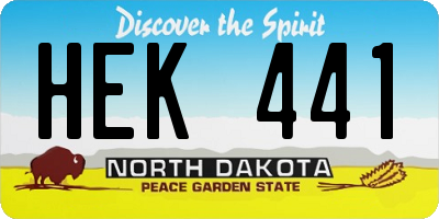 ND license plate HEK441