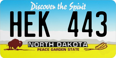 ND license plate HEK443