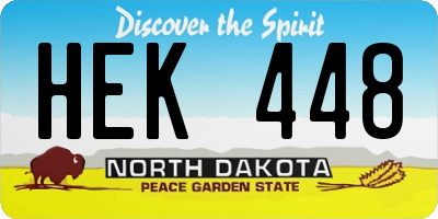 ND license plate HEK448