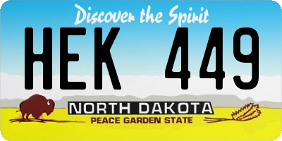 ND license plate HEK449