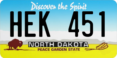 ND license plate HEK451