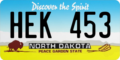 ND license plate HEK453
