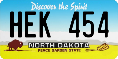 ND license plate HEK454