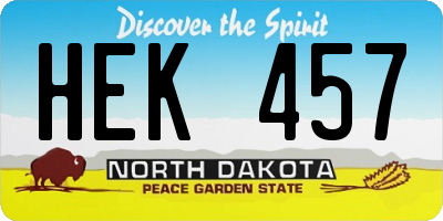 ND license plate HEK457