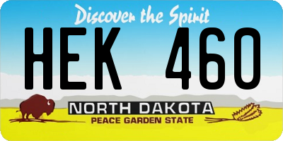 ND license plate HEK460