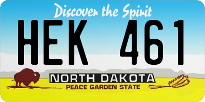 ND license plate HEK461
