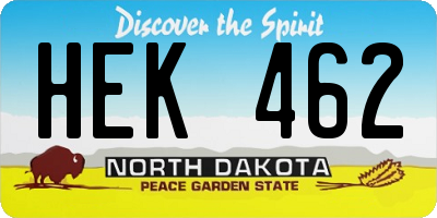 ND license plate HEK462