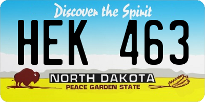 ND license plate HEK463
