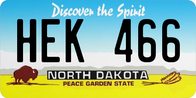 ND license plate HEK466