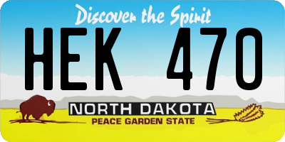 ND license plate HEK470