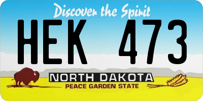 ND license plate HEK473
