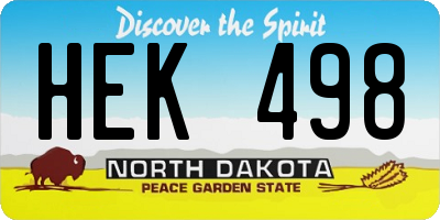 ND license plate HEK498