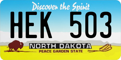 ND license plate HEK503