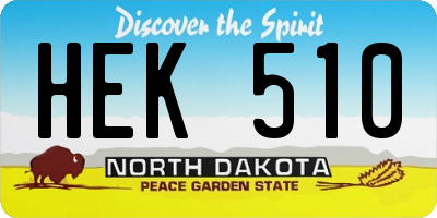 ND license plate HEK510