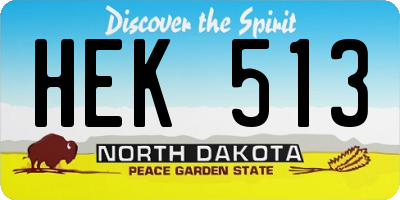 ND license plate HEK513