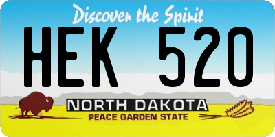 ND license plate HEK520