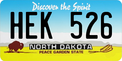 ND license plate HEK526