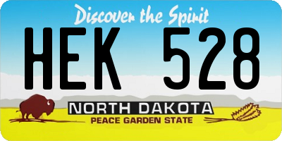 ND license plate HEK528