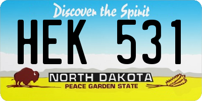 ND license plate HEK531