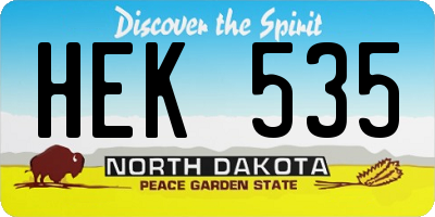 ND license plate HEK535