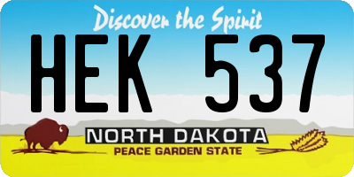 ND license plate HEK537