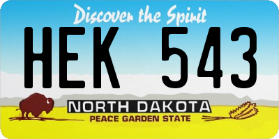 ND license plate HEK543