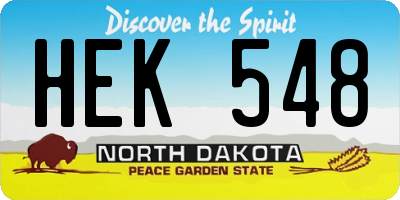 ND license plate HEK548