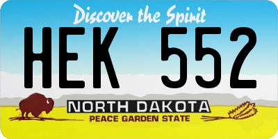 ND license plate HEK552