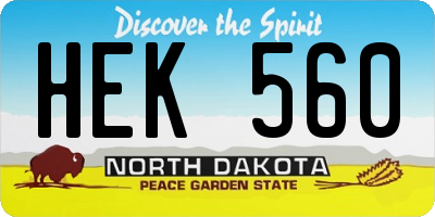 ND license plate HEK560