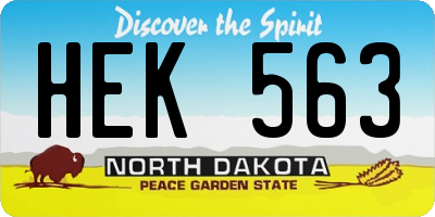 ND license plate HEK563
