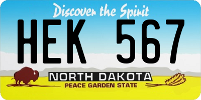 ND license plate HEK567