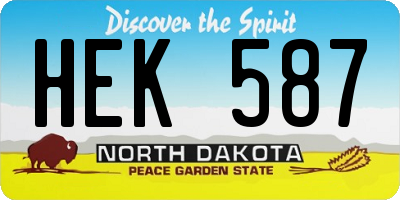 ND license plate HEK587