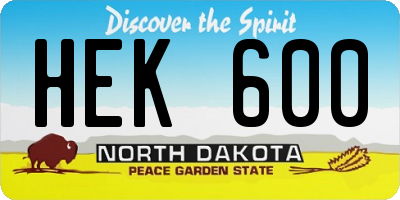 ND license plate HEK600
